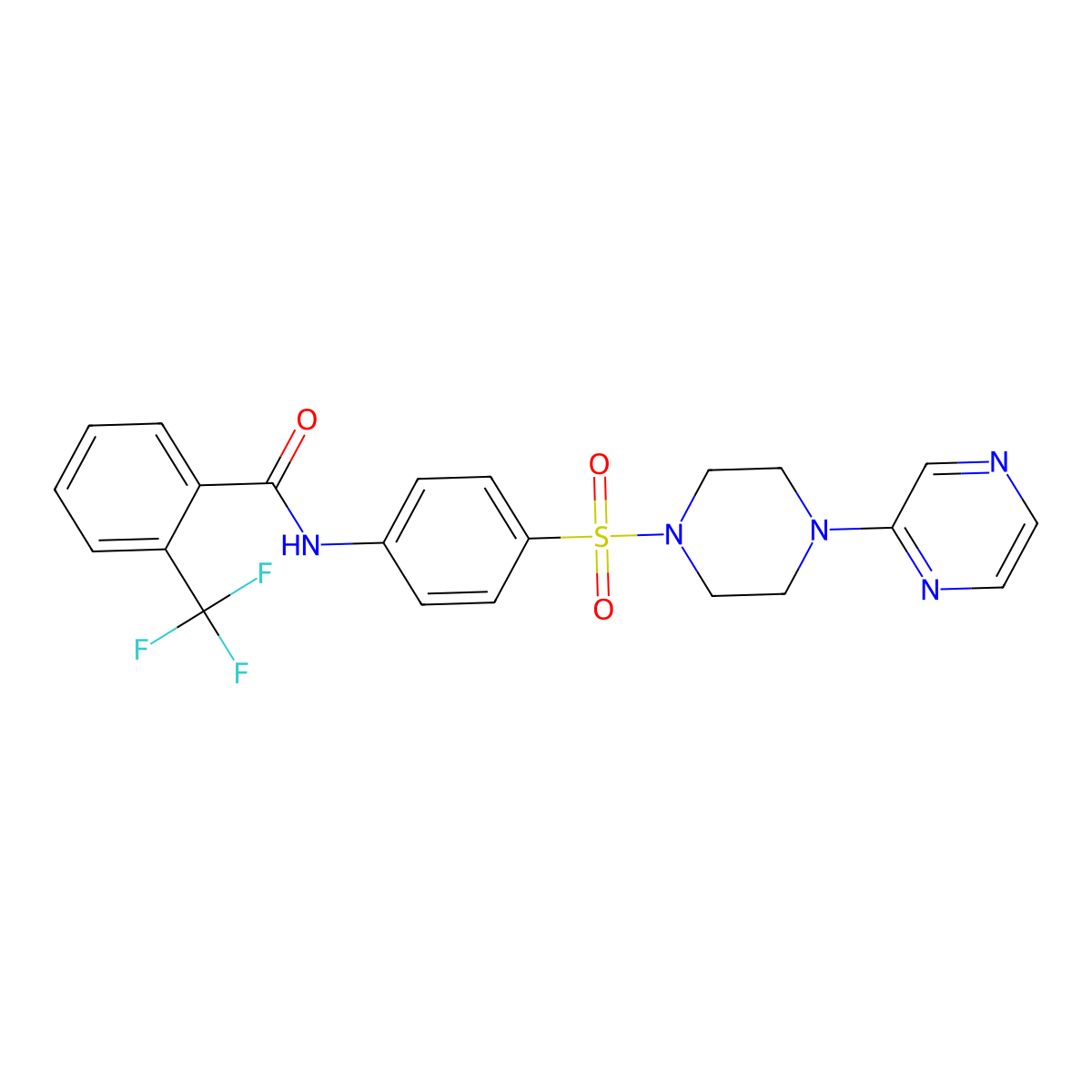 N-(4-{[4-(pyrazin-2-yl)piperazin-1-yl]sulfonyl}phenyl)-2-(trifluoromethyl)benzamide molecular structure, CAS 1049495-03-5