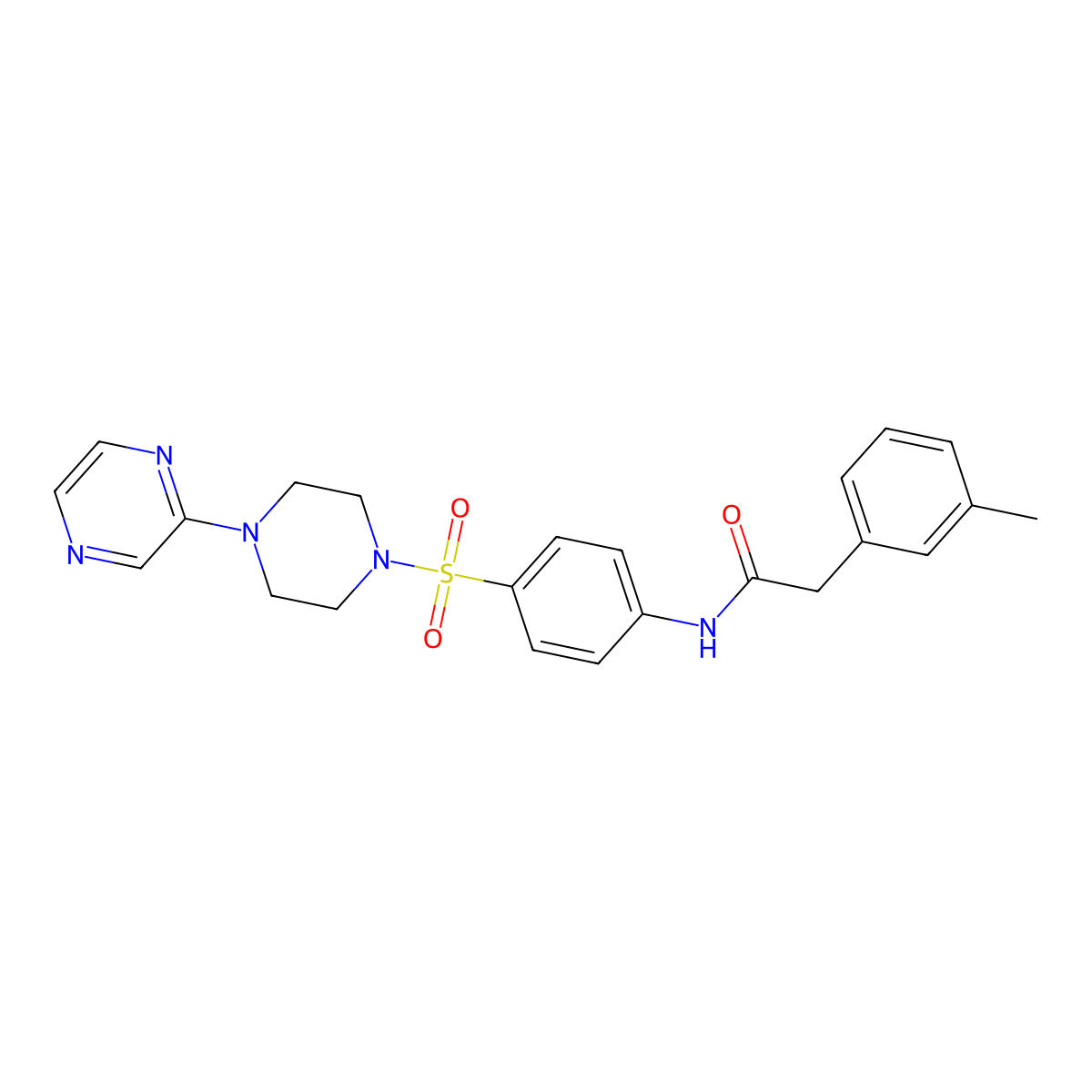 N-(4-((4-(pyrazin-2-yl)piperazin-1-yl)sulfonyl)phenyl)-2-(m-tolyl)acetamide molecular structure, CAS 1049495-53-5