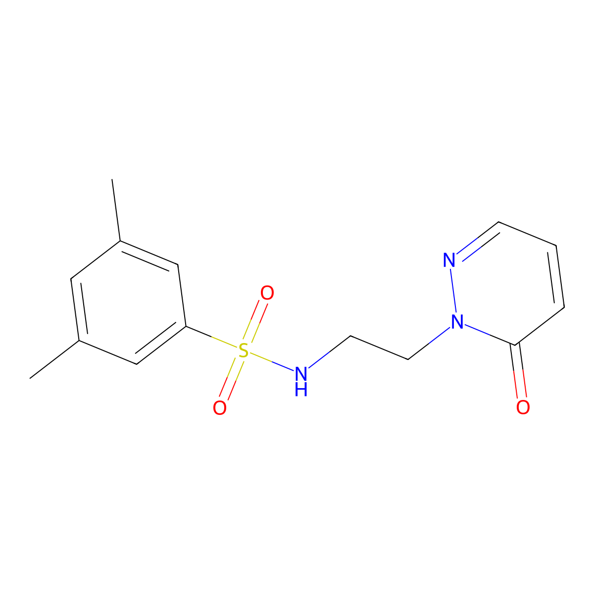 3,5-dimethyl-N-(2-(6-oxopyridazin-1(6H)-yl)ethyl)benzenesulfonamide molecular structure, CAS 1049495-58-0