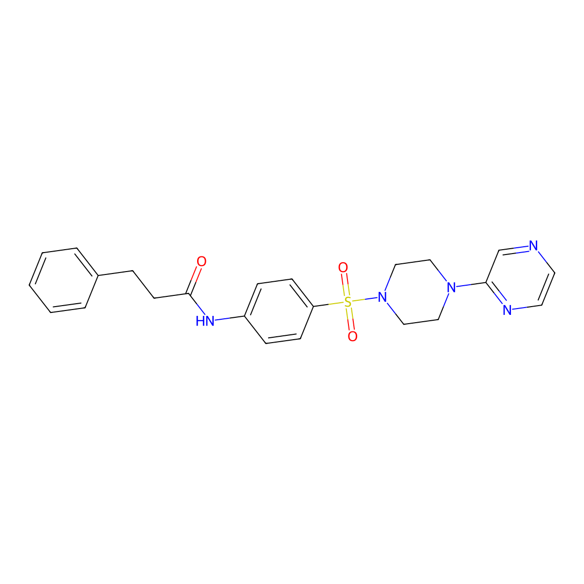 3-phenyl-N-(4-((4-(pyrazin-2-yl)piperazin-1-yl)sulfonyl)phenyl)propanamide molecular structure, CAS 1049495-65-9