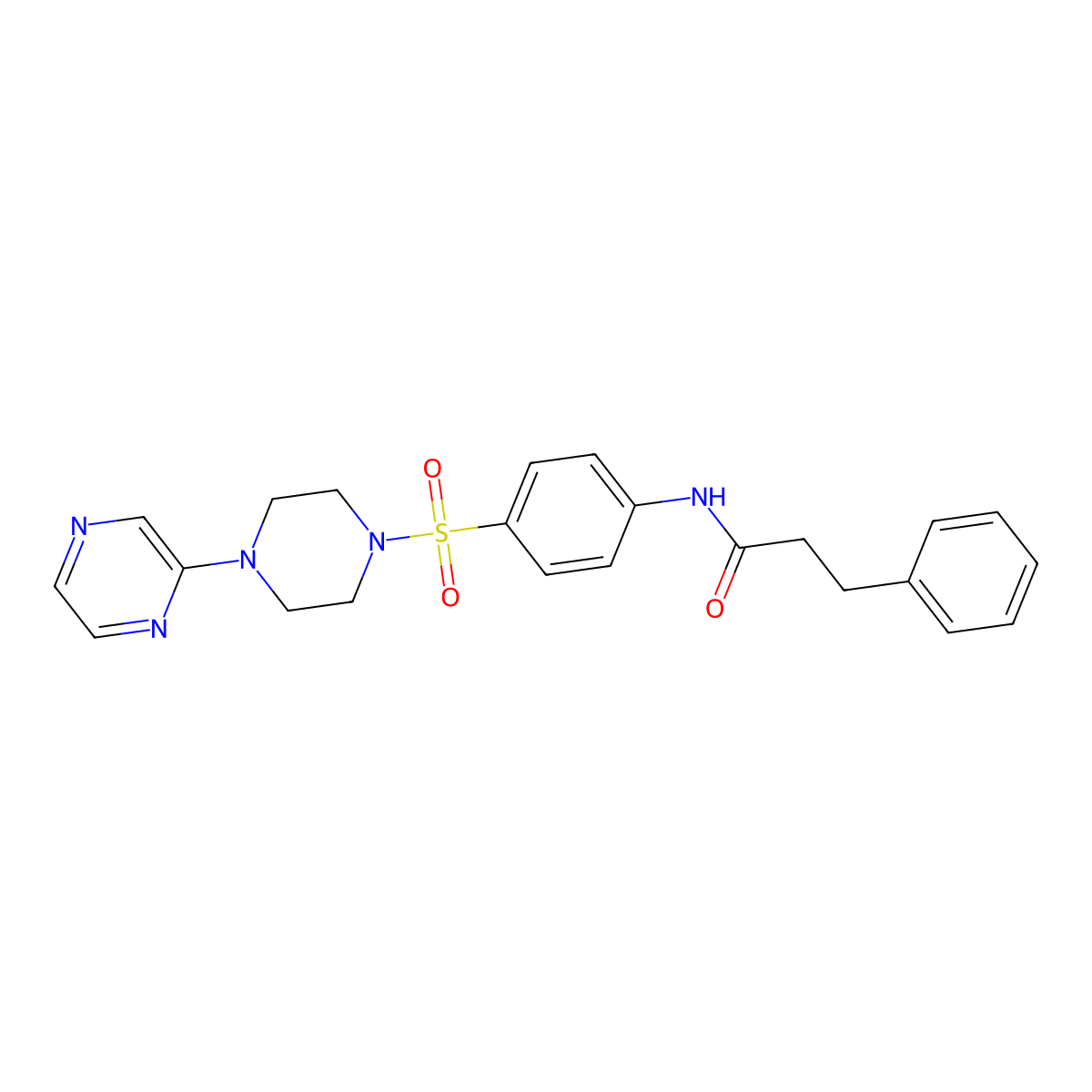 3-phenyl-N-(4-((4-(pyrazin-2-yl)piperazin-1-yl)sulfonyl)phenyl)propanamide molecular structure, CAS 1049495-65-9