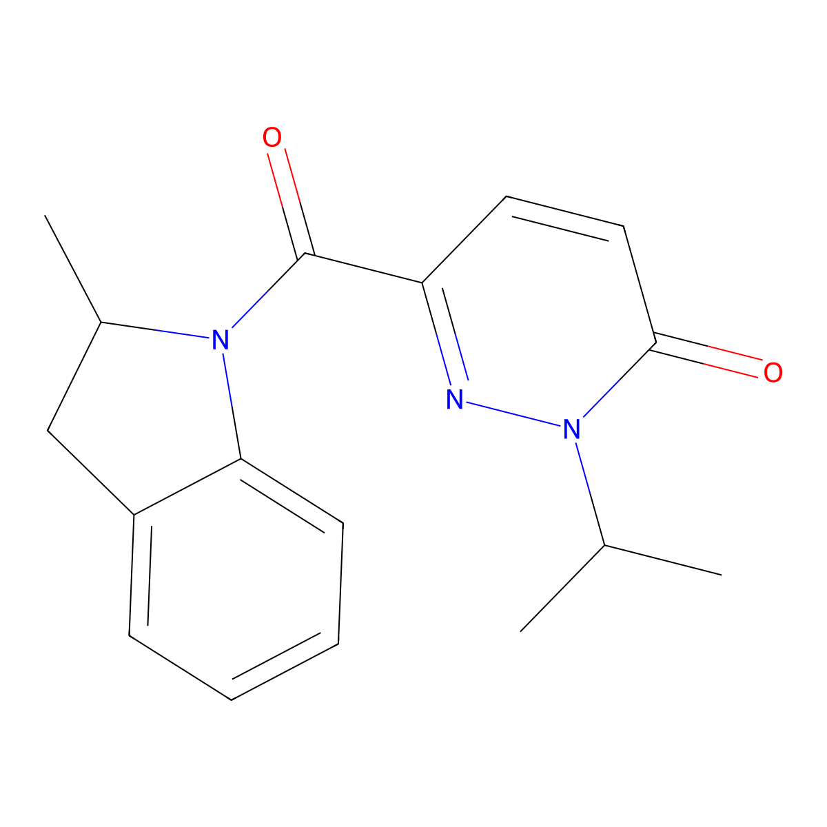 2-isopropyl-6-(2-methylindoline-1-carbonyl)pyridazin-3(2H)-one molecular structure, CAS 1049498-32-9