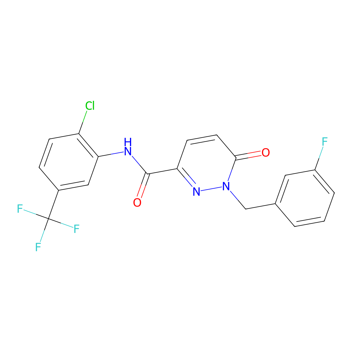 N-(2-chloro-5-(trifluoromethyl)phenyl)-1-(3-fluorobenzyl)-6-oxo-1,6-dihydropyridazine-3-carboxamide molecular structure, CAS 1049499-43-5
