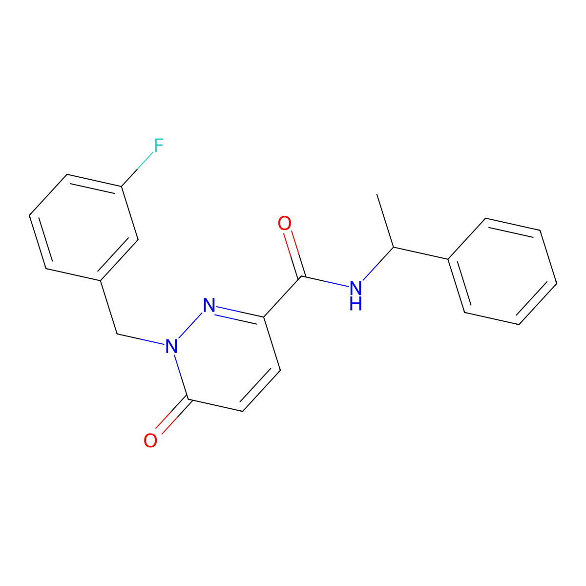 1-(3-fluorobenzyl)-6-oxo-N-(1-phenylethyl)-1,6-dihydropyridazine-3-carboxamide molecular structure, CAS 1049500-27-7