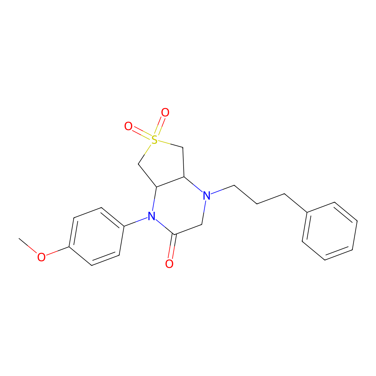 1-(4-methoxyphenyl)-4-(3-phenylpropyl)hexahydrothieno[3,4-b]pyrazin-2(1H)-one 6,6-dioxide molecular structure, CAS 1049500-49-3