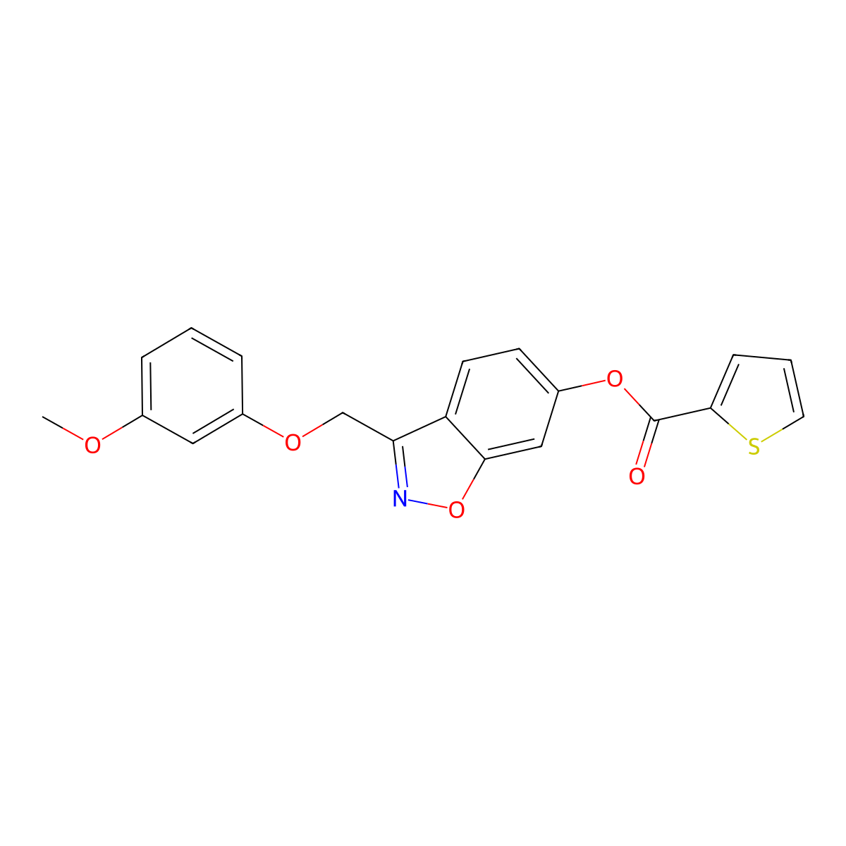 3-[(3-Methoxyphenoxy)methyl]-1,2-benzisoxazol-6-yl 2-thiophenecarboxylate molecular structure, CAS 1049500-92-6