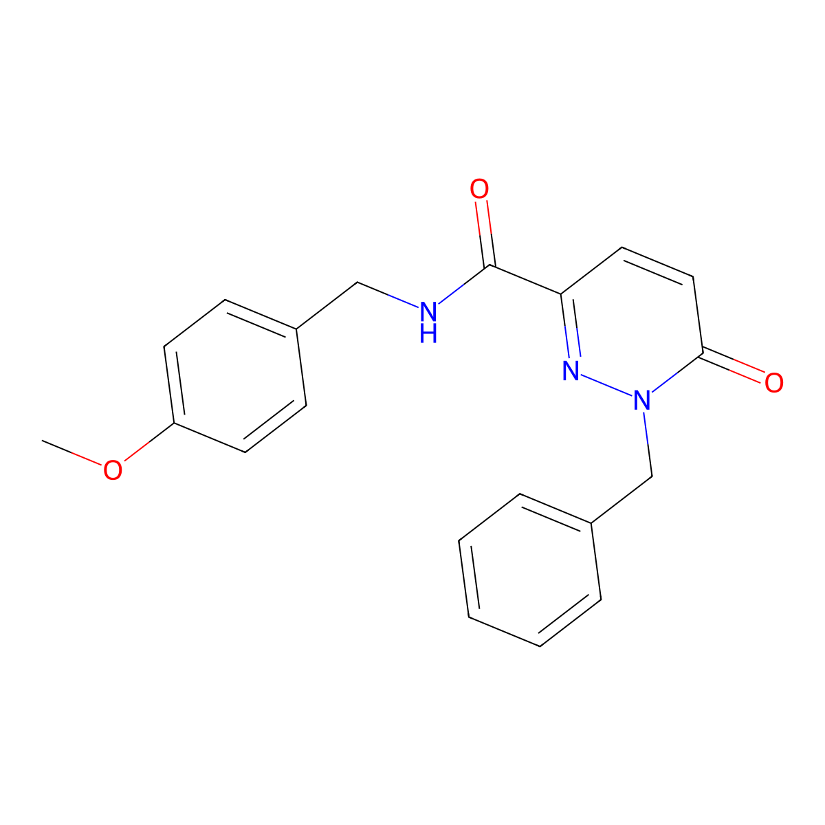 1-benzyl-N-[(4-methoxyphenyl)methyl]-6-oxopyridazine-3-carboxamide molecular structure, CAS 1049501-29-2