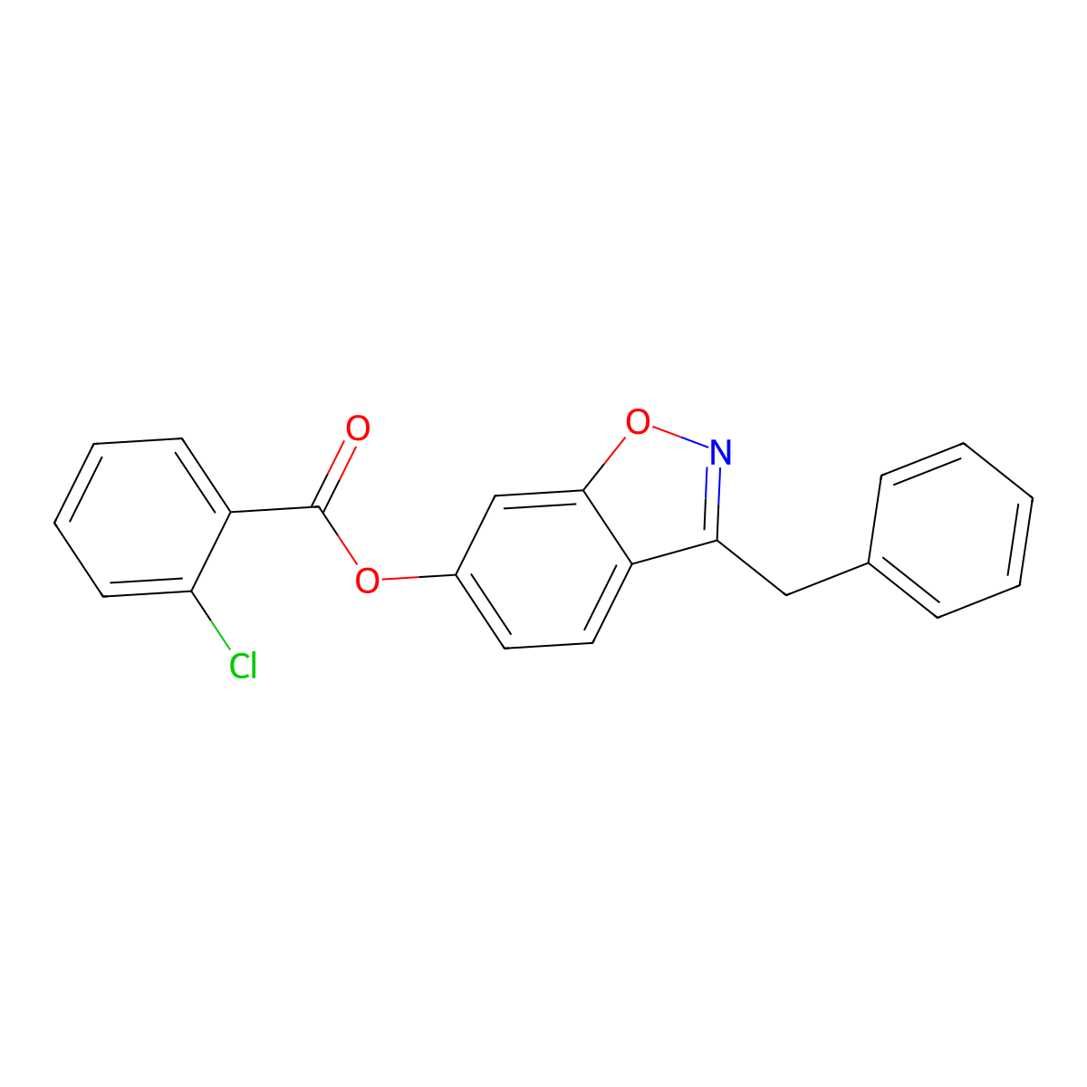 3-Benzyl-1,2-benzoxazol-6-yl 2-chlorobenzoate molecular structure, CAS 1049503-13-0