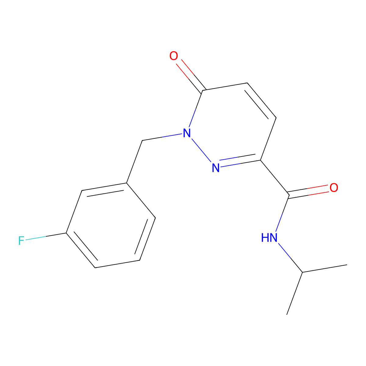 1-(3-fluorobenzyl)-N-isopropyl-6-oxo-1,6-dihydropyridazine-3-carboxamide molecular structure, CAS 1049503-23-2