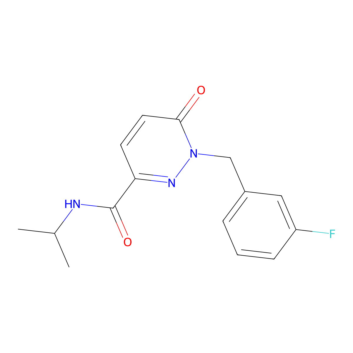 1-(3-fluorobenzyl)-N-isopropyl-6-oxo-1,6-dihydropyridazine-3-carboxamide molecular structure, CAS 1049503-23-2