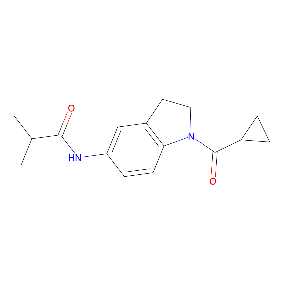 N-(1-(cyclopropanecarbonyl)indolin-5-yl)isobutyramide molecular structure, CAS 1049503-55-0