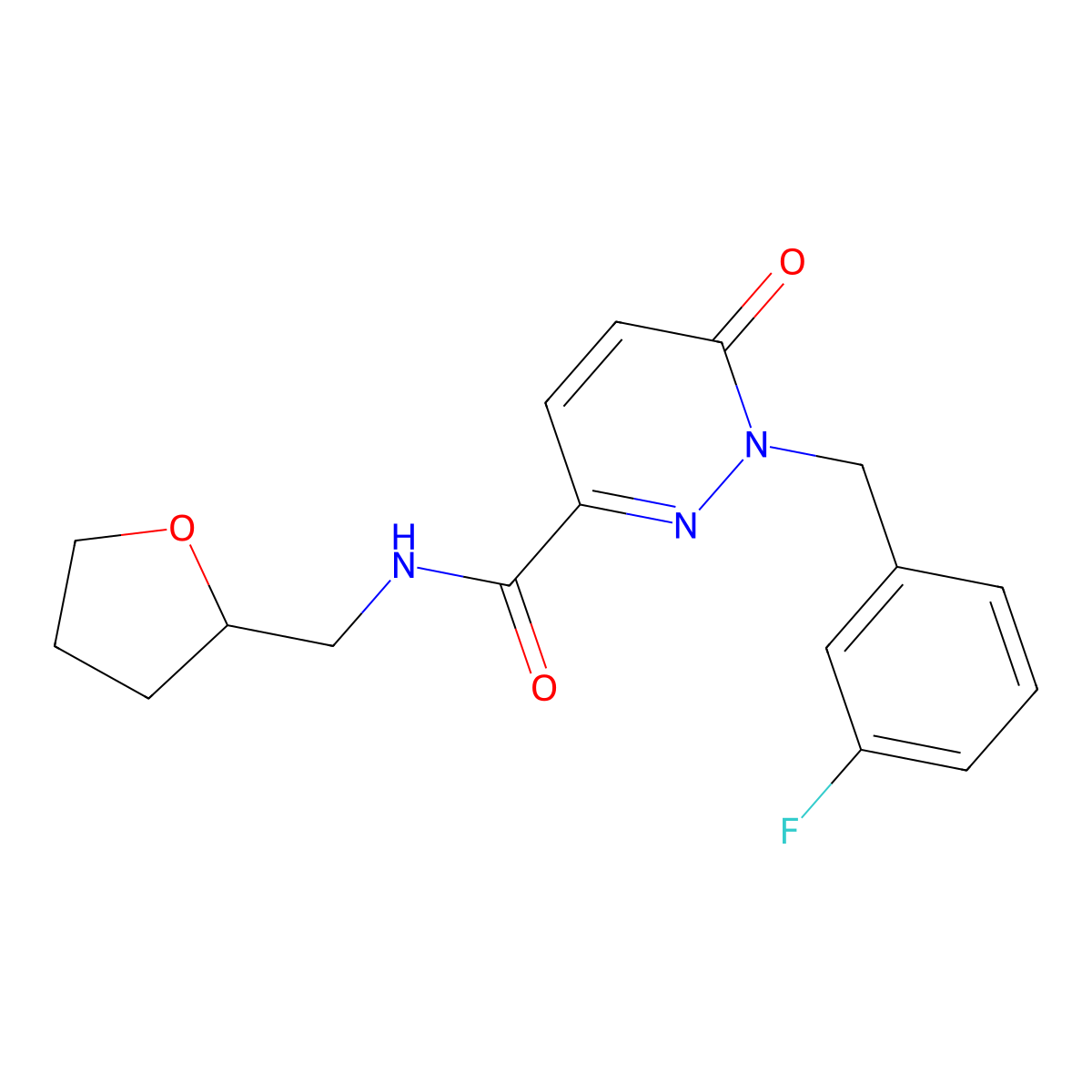 1-[(3-fluorophenyl)methyl]-6-oxo-N-[(oxolan-2-yl)methyl]-1,6-dihydropyridazine-3-carboxamide molecular structure, CAS 1049503-62-9
