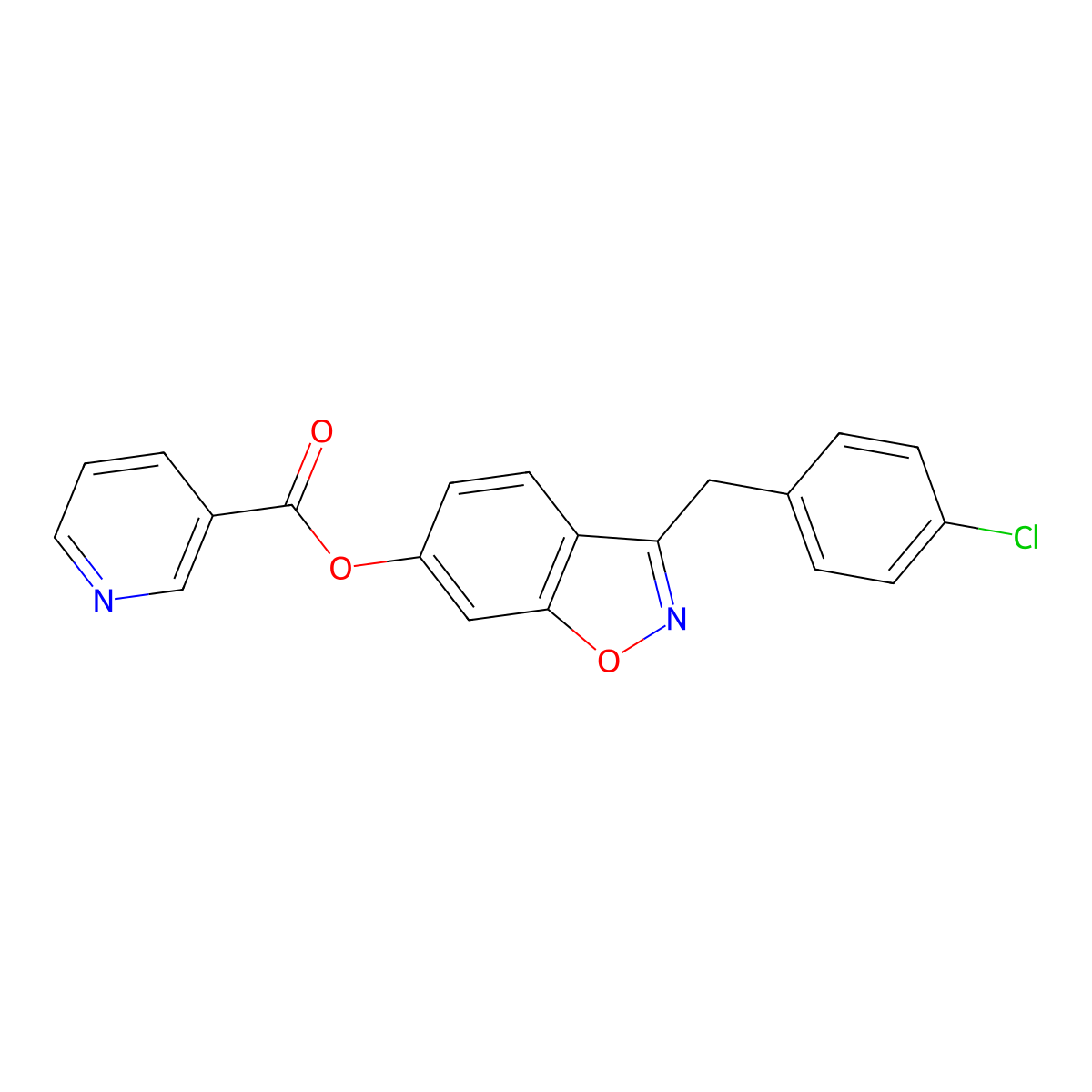 3-(4-Chlorobenzyl)-1,2-benzisoxazol-6-yl nicotinate molecular structure, CAS 1049504-78-0
