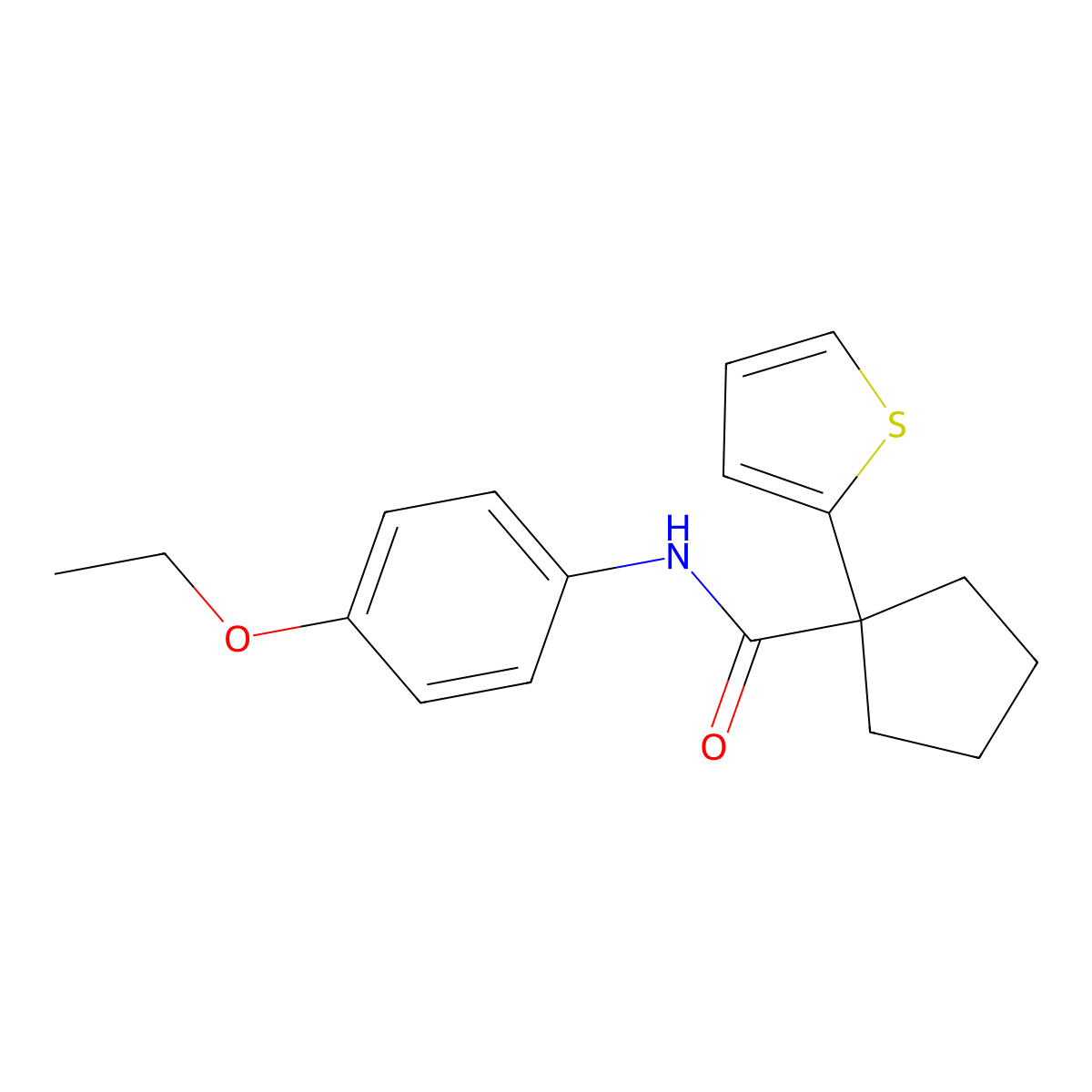 N-(4-ethoxyphenyl)-1-(thiophen-2-yl)cyclopentanecarboxamide molecular structure, CAS 1049512-77-7