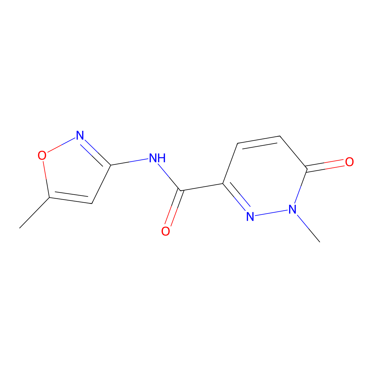 1-methyl-N-(5-methylisoxazol-3-yl)-6-oxo-1,6-dihydropyridazine-3-carboxamide molecular structure, CAS 1049512-88-0