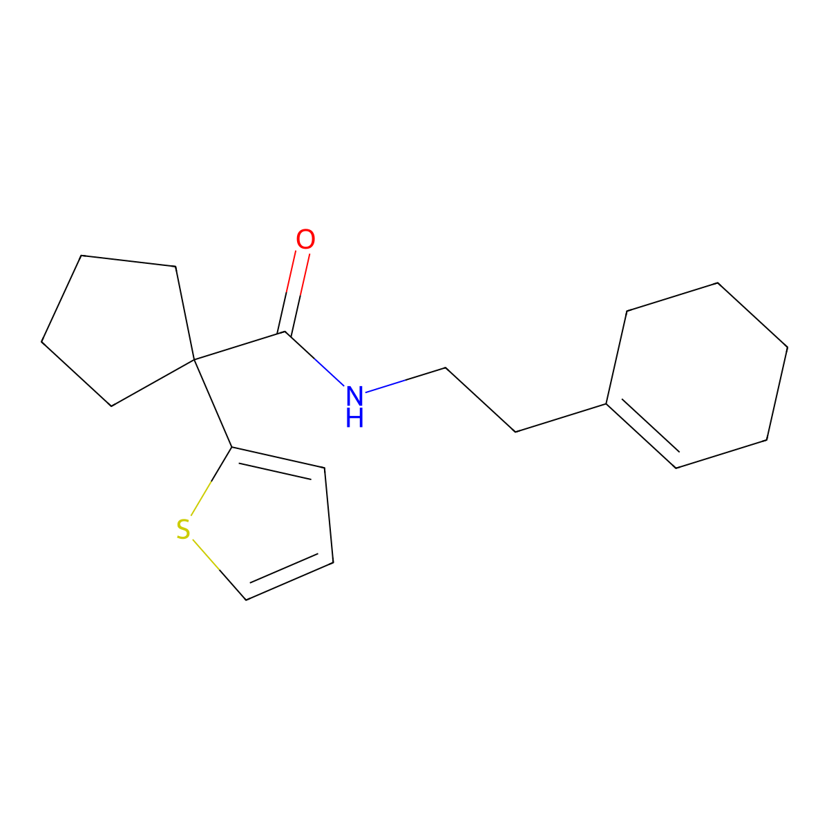 N-(2-(cyclohex-1-en-1-yl)ethyl)-1-(thiophen-2-yl)cyclopentanecarboxamide molecular structure, CAS 1049513-47-4