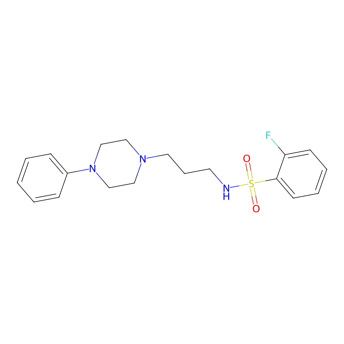 2-fluoro-N-[3-(4-phenylpiperazin-1-yl)propyl]benzene-1-sulfonamide molecular structure, CAS 1049513-76-9