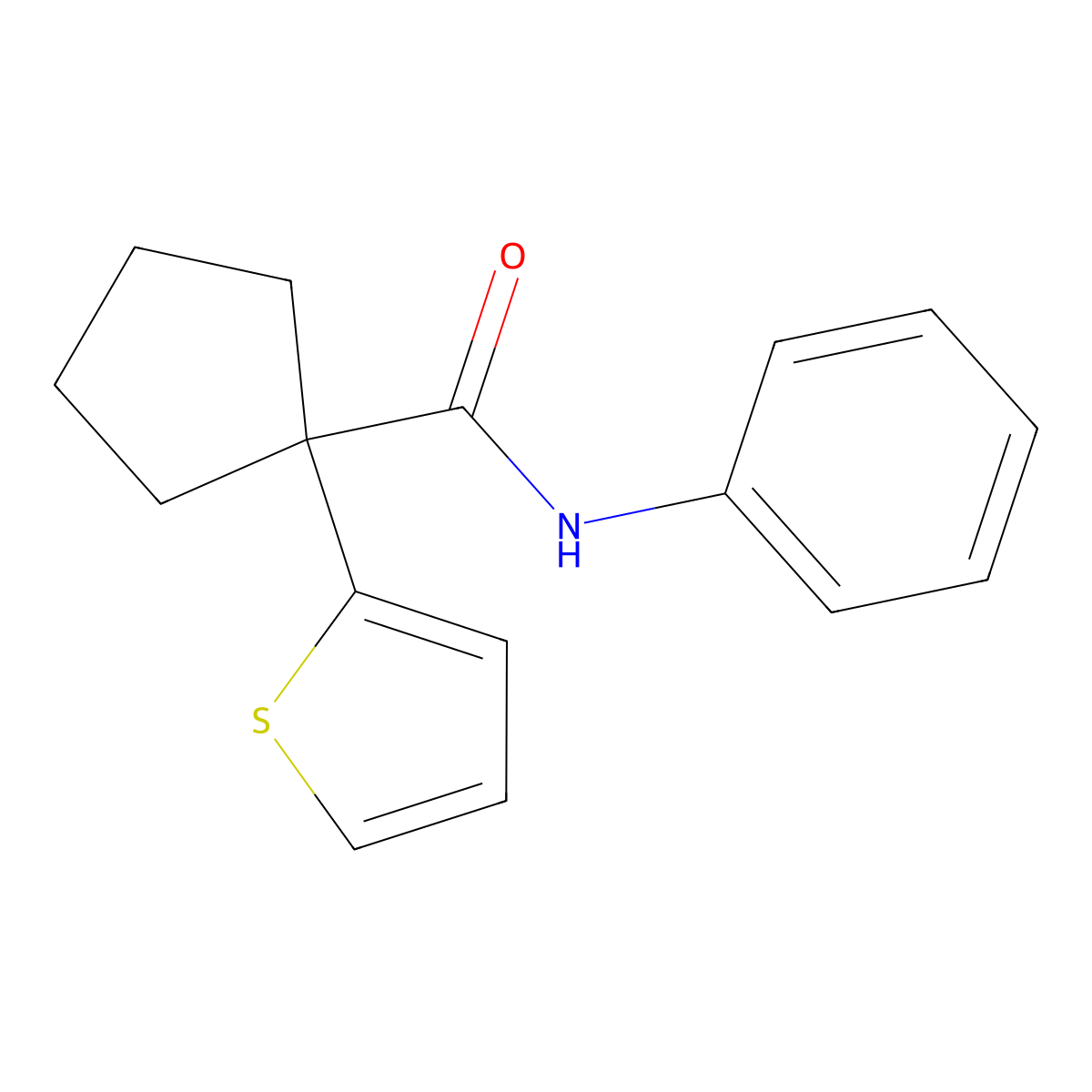 N-phenyl-1-(thiophen-2-yl)cyclopentanecarboxamide molecular structure, CAS 1049514-24-0
