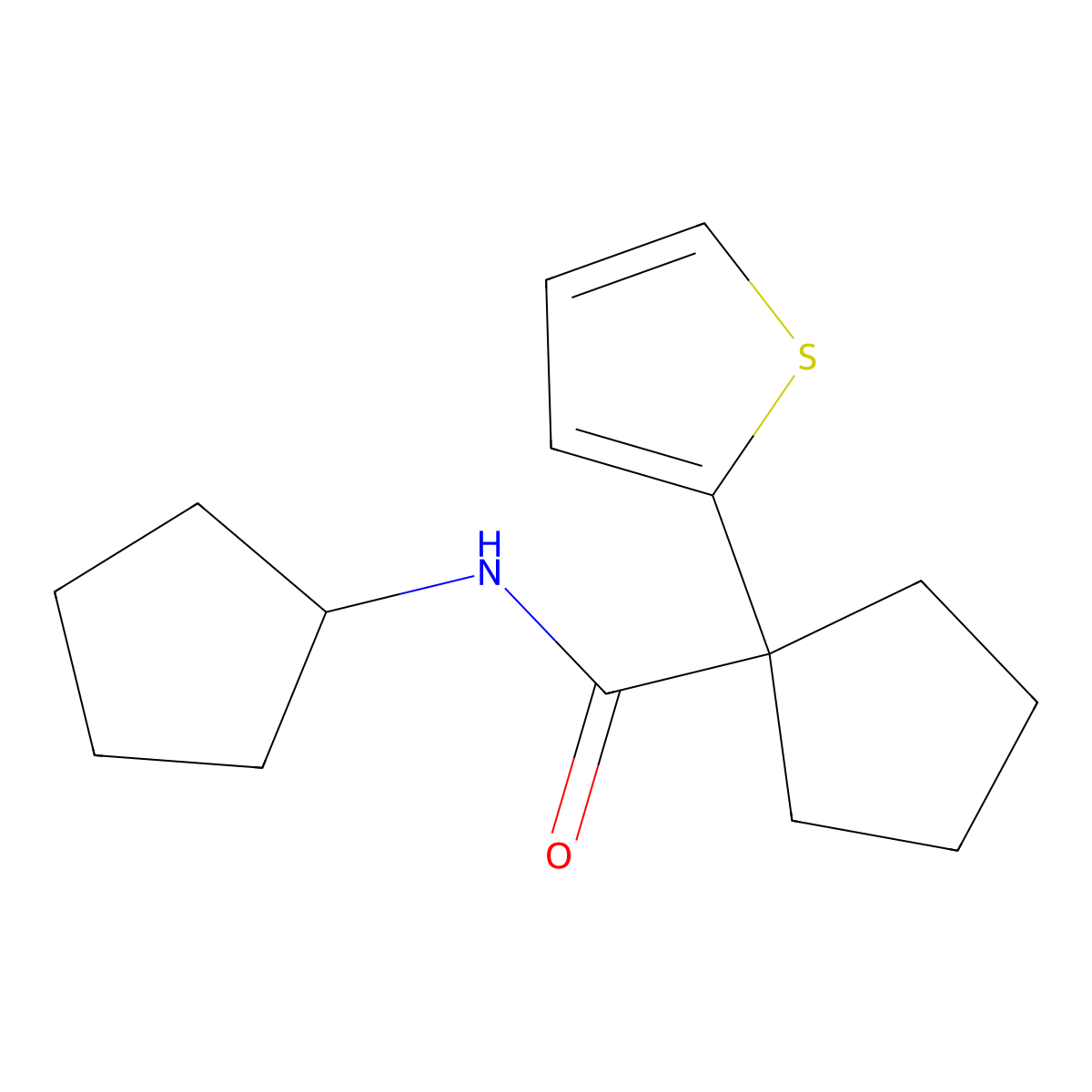 N-cyclopentyl-1-(thiophen-2-yl)cyclopentanecarboxamide molecular structure, CAS 1049514-38-6