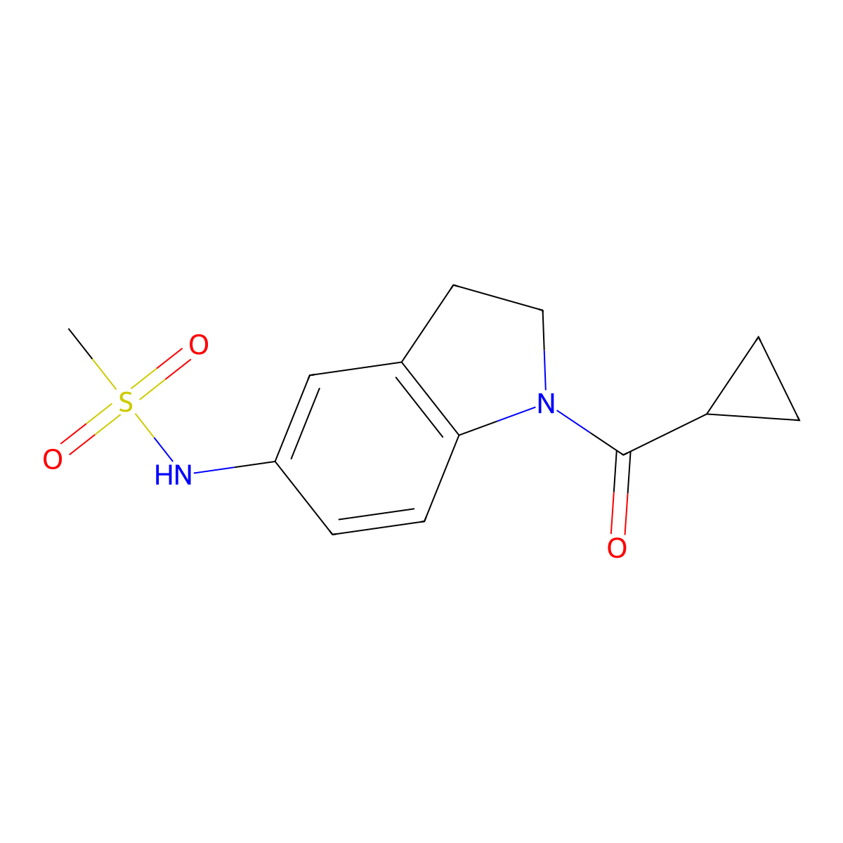 N-(1-(cyclopropanecarbonyl)indolin-5-yl)methanesulfonamide molecular structure, CAS 1049519-22-3