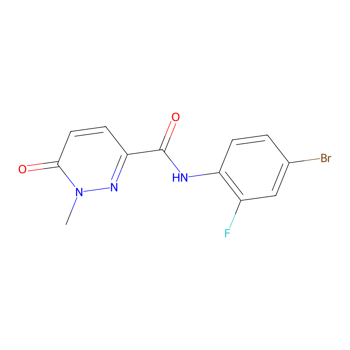 N-(4-bromo-2-fluorophenyl)-1-methyl-6-oxo-1,6-dihydropyridazine-3-carboxamide molecular structure, CAS 1049524-59-5