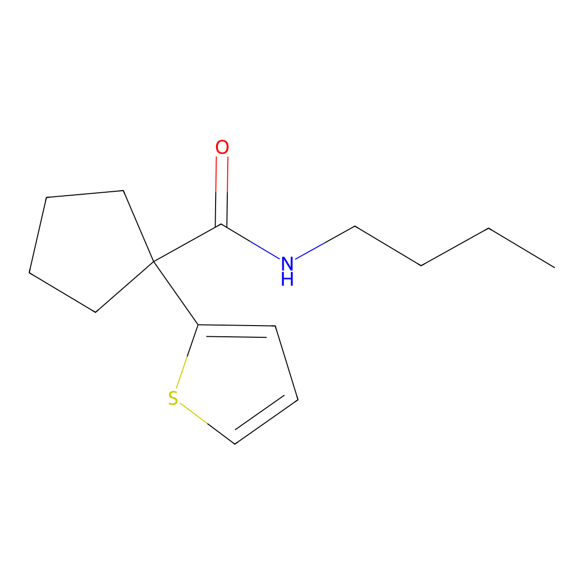 N-butyl-1-(thiophen-2-yl)cyclopentanecarboxamide molecular structure, CAS 1049524-65-3