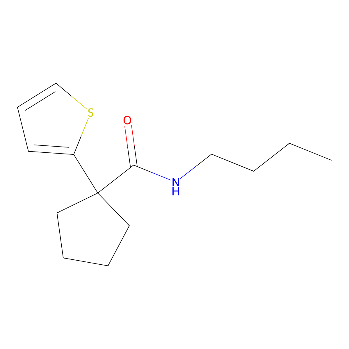 N-butyl-1-(thiophen-2-yl)cyclopentanecarboxamide molecular structure, CAS 1049524-65-3