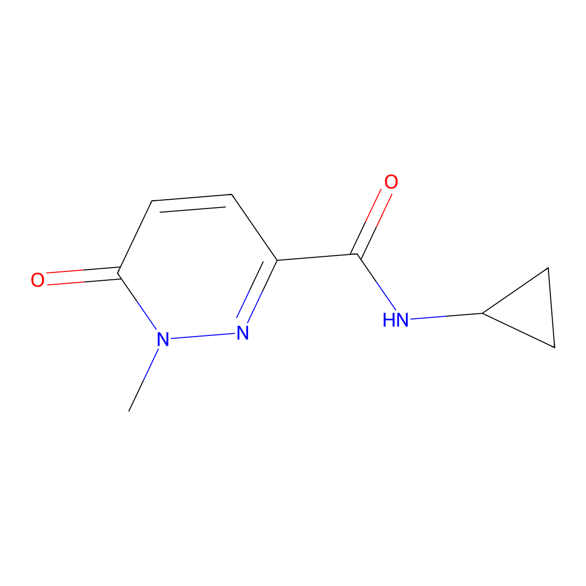 N-cyclopropyl-1-methyl-6-oxo-1,6-dihydropyridazine-3-carboxamide molecular structure, CAS 1049524-88-0