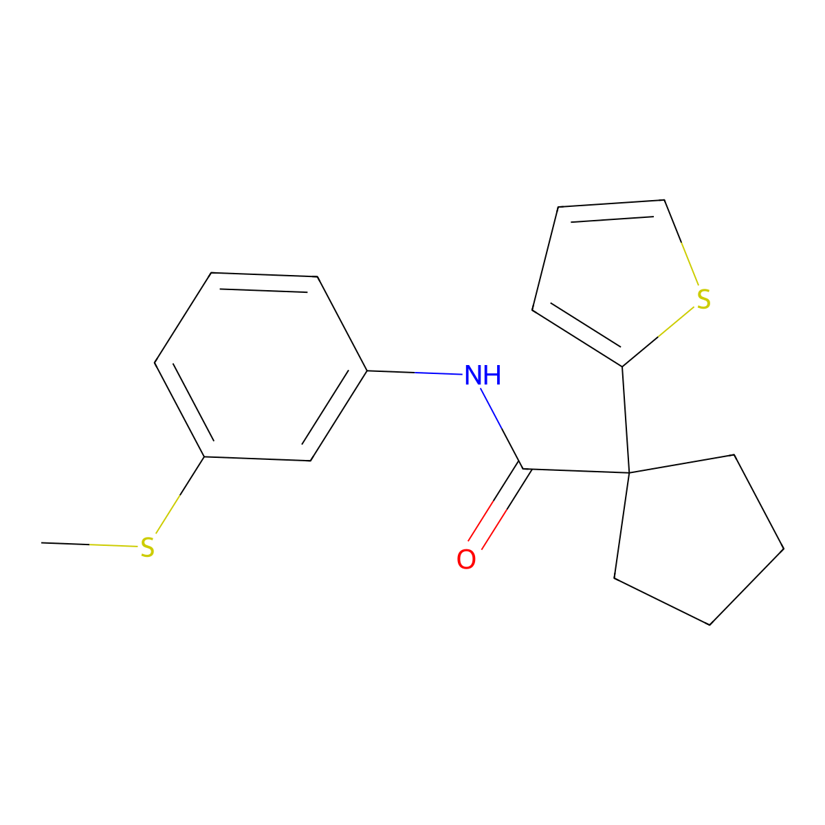 N-(3-(methylthio)phenyl)-1-(thiophen-2-yl)cyclopentanecarboxamide molecular structure, CAS 1049525-21-4