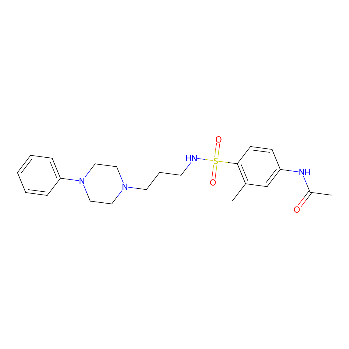 N-(3-methyl-4-(N-(3-(4-phenylpiperazin-1-yl)propyl)sulfamoyl)phenyl)acetamide molecular structure, CAS 1049525-66-7