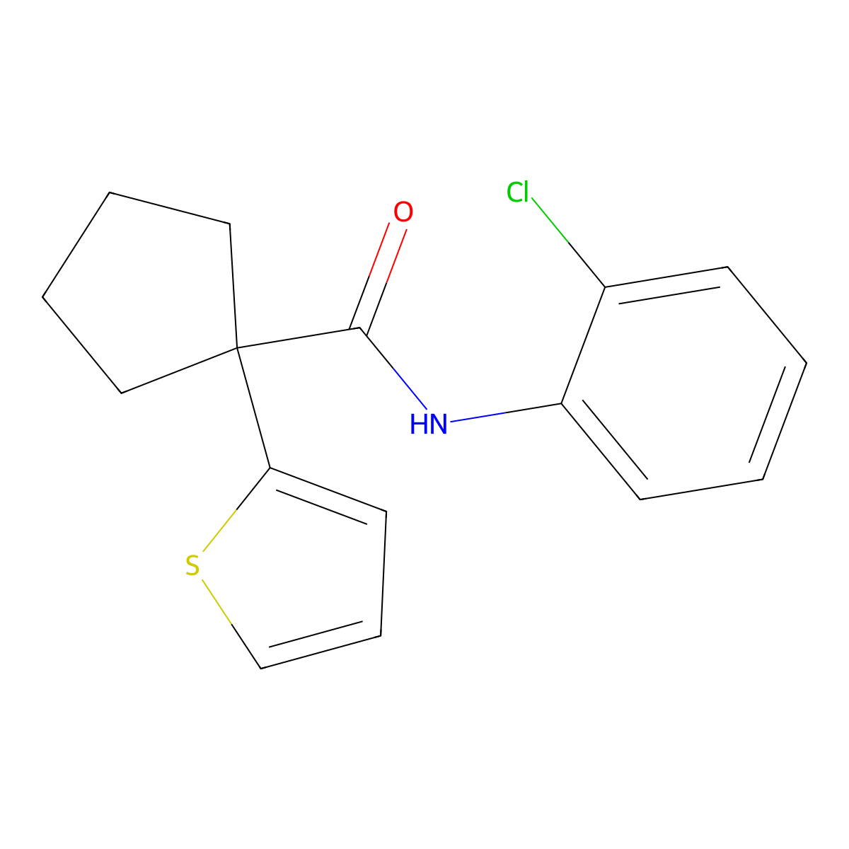 N-(2-chlorophenyl)-1-(thiophen-2-yl)cyclopentane-1-carboxamide molecular structure, CAS 1049526-56-8