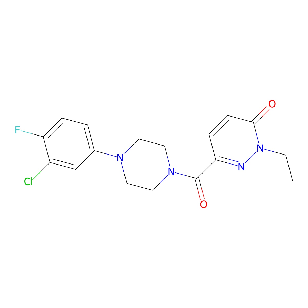 6-(4-(3-chloro-4-fluorophenyl)piperazine-1-carbonyl)-2-ethylpyridazin-3(2H)-one molecular structure, CAS 1049527-42-5