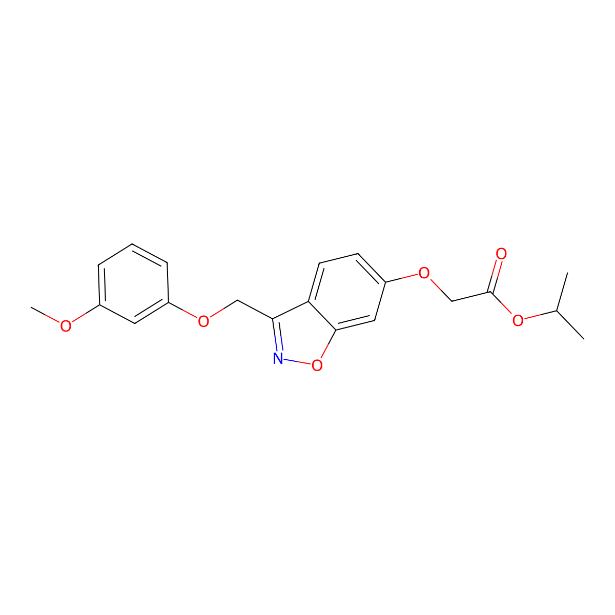 Isopropyl 2-({3-[(3-methoxyphenoxy)methyl]-1,2-benzisoxazol-6-yl}oxy)acetate molecular structure, CAS 1049528-83-7