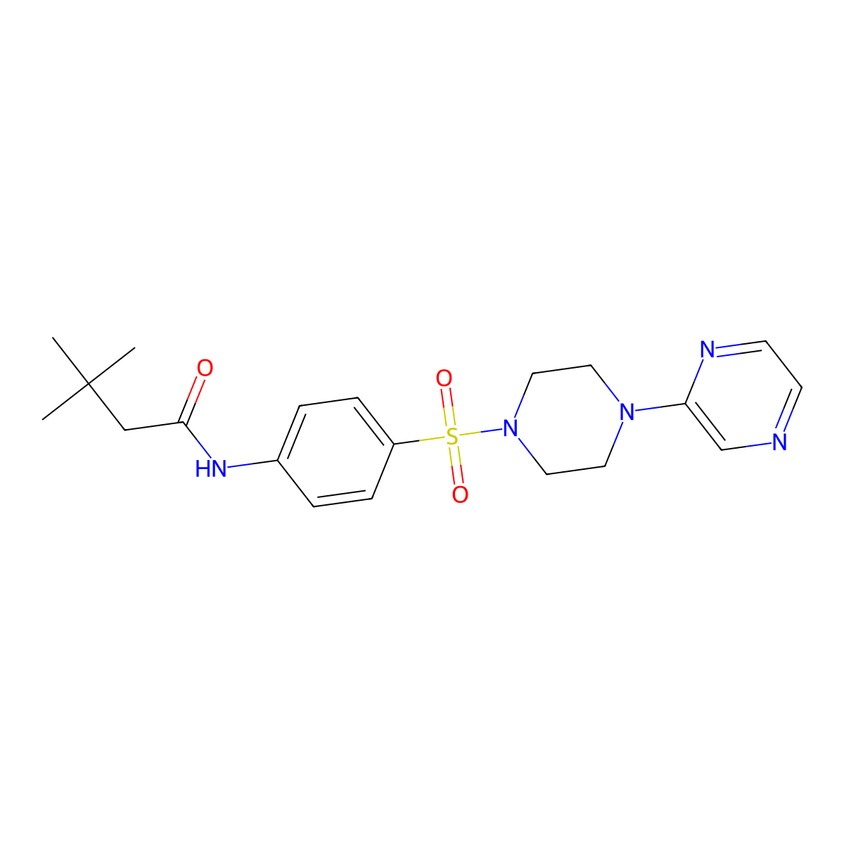 3,3-dimethyl-N-(4-{[4-(pyrazin-2-yl)piperazin-1-yl]sulfonyl}phenyl)butanamide molecular structure, CAS 1049529-03-4