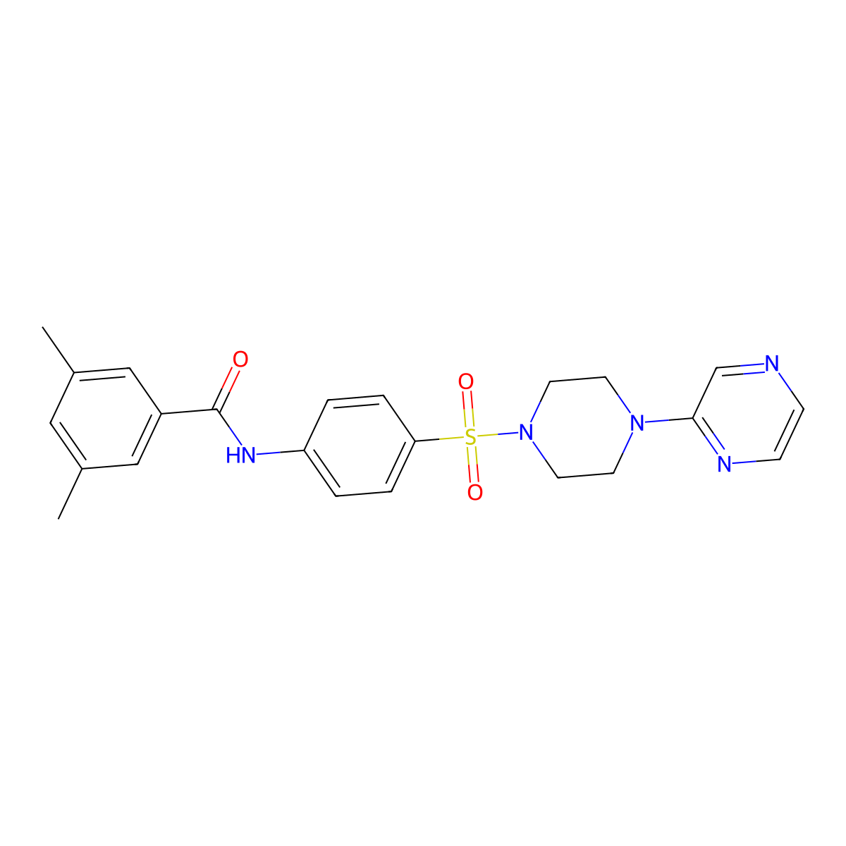 3,5-dimethyl-N-(4-((4-(pyrazin-2-yl)piperazin-1-yl)sulfonyl)phenyl)benzamide molecular structure, CAS 1049529-45-4