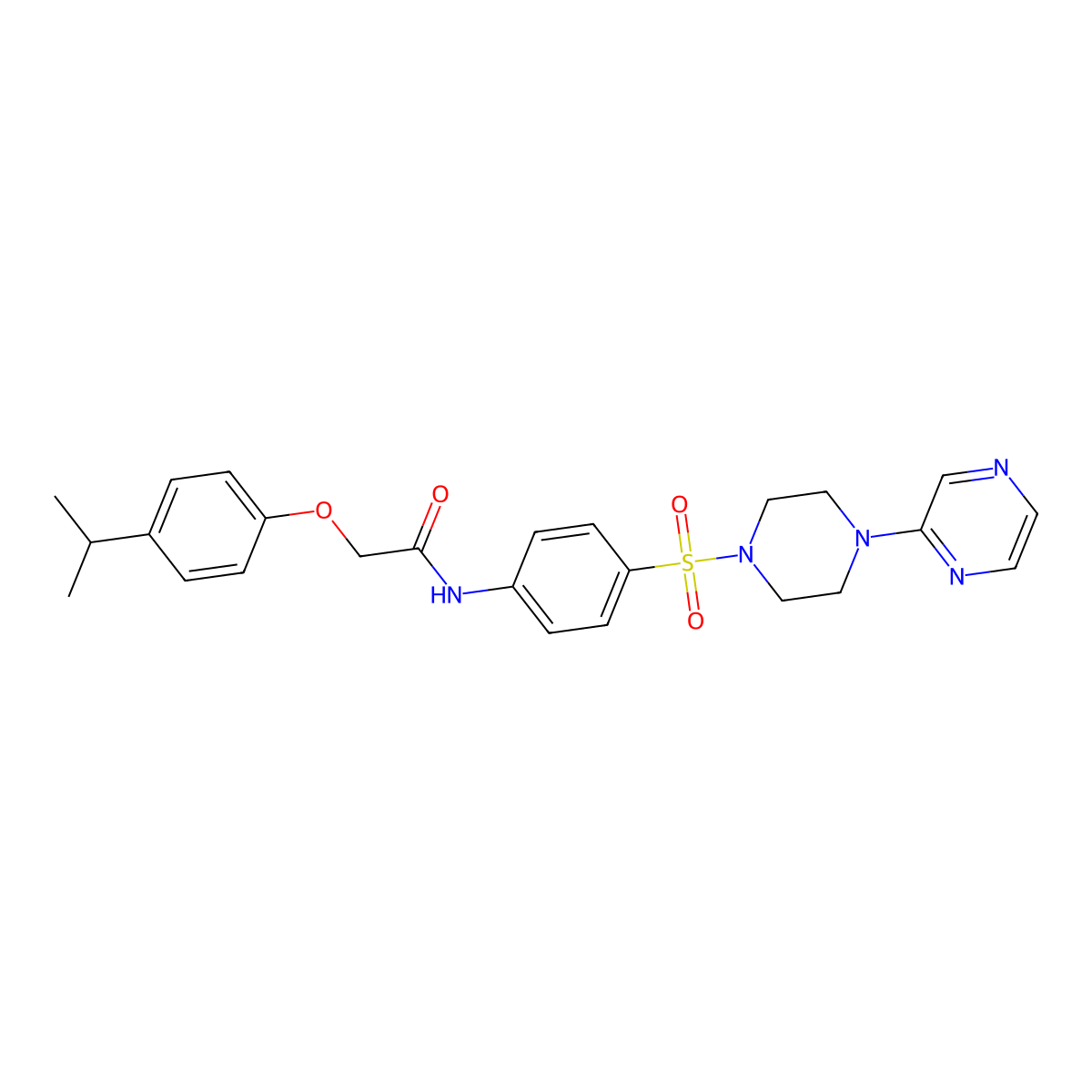 2-(4-isopropylphenoxy)-N-(4-((4-(pyrazin-2-yl)piperazin-1-yl)sulfonyl)phenyl)acetamide molecular structure, CAS 1049530-81-5