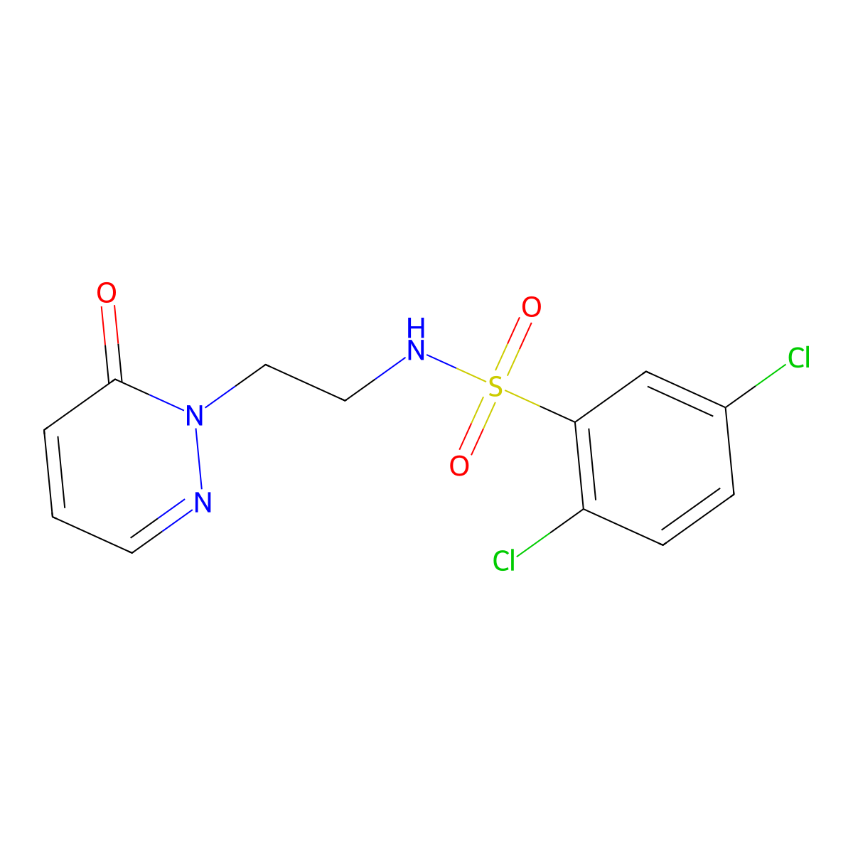 2,5-dichloro-N-(2-(6-oxopyridazin-1(6H)-yl)ethyl)benzenesulfonamide molecular structure, CAS 1049530-90-6