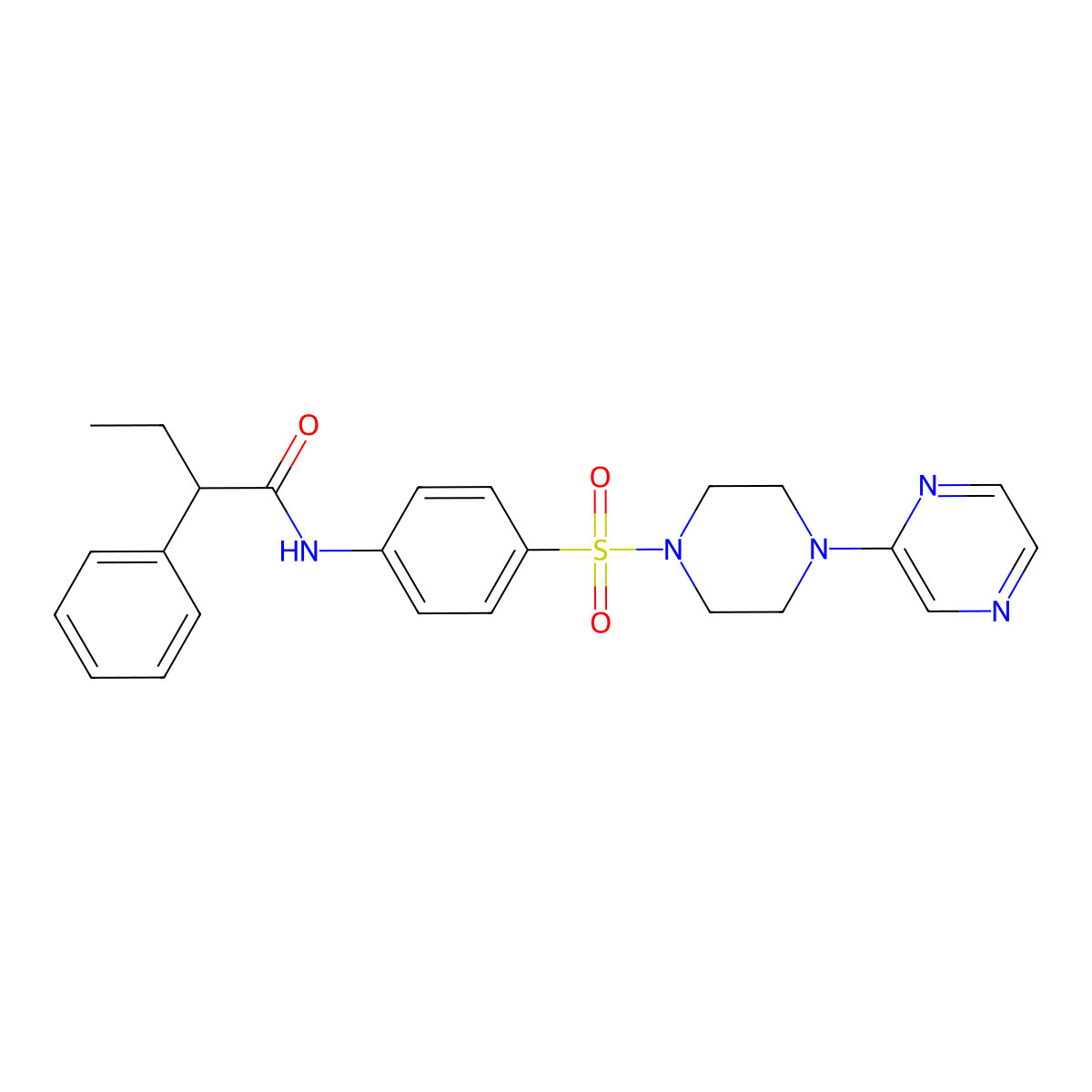 2-phenyl-N-(4-((4-(pyrazin-2-yl)piperazin-1-yl)sulfonyl)phenyl)butanamide molecular structure, CAS 1049531-13-6