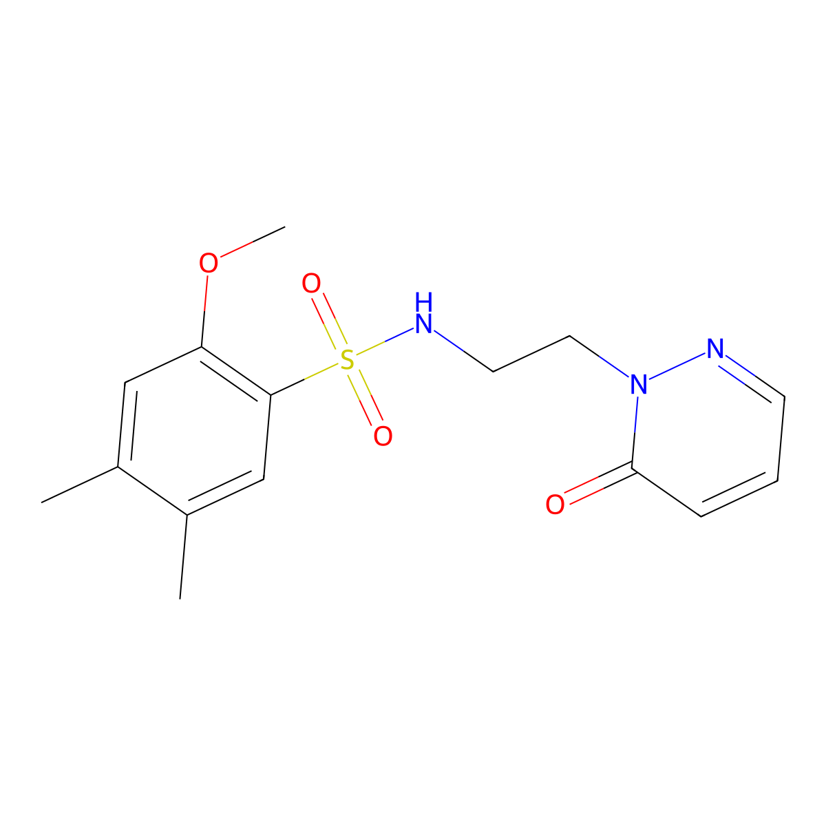 2-methoxy-4,5-dimethyl-N-(2-(6-oxopyridazin-1(6H)-yl)ethyl)benzenesulfonamide molecular structure, CAS 1049531-28-3