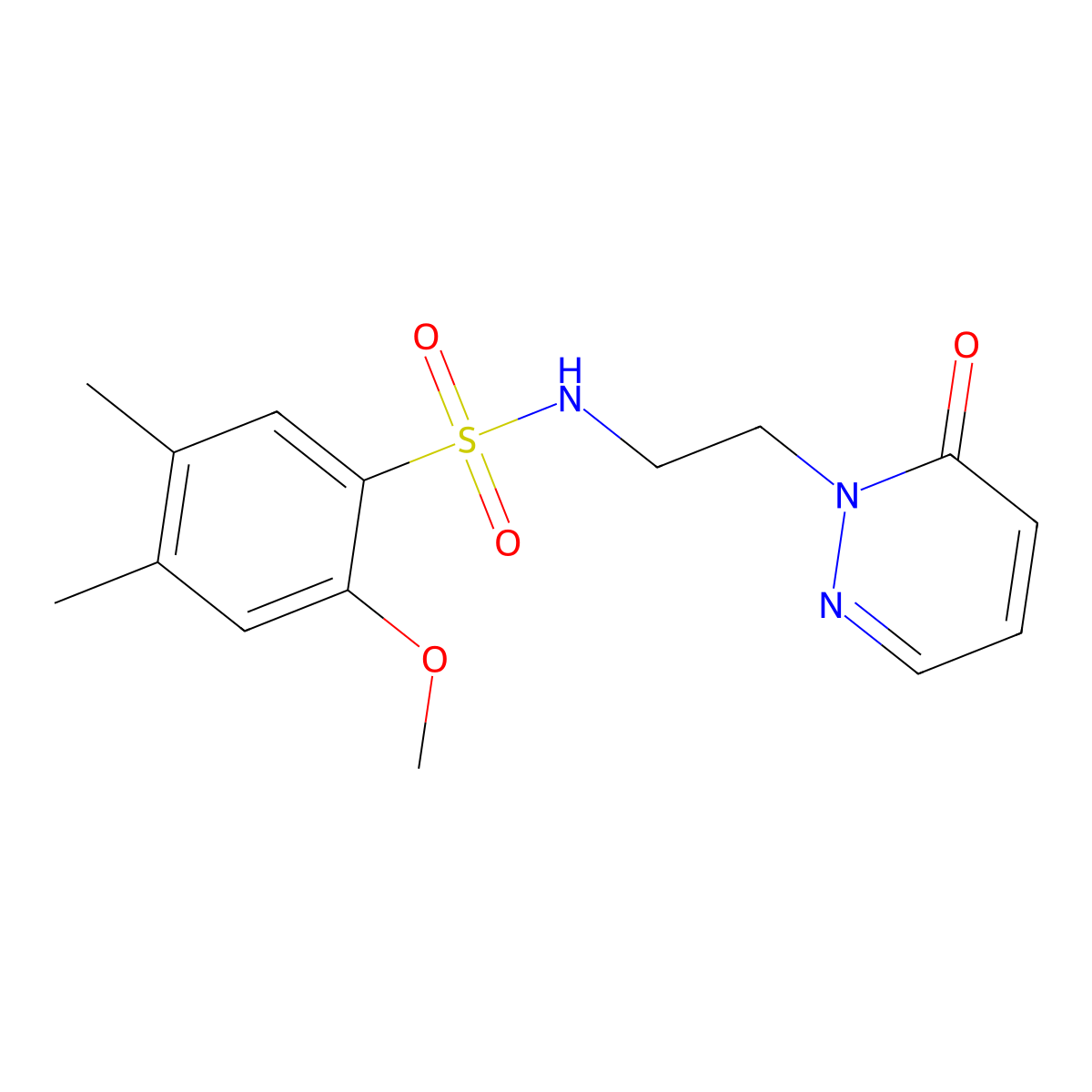 2-methoxy-4,5-dimethyl-N-(2-(6-oxopyridazin-1(6H)-yl)ethyl)benzenesulfonamide molecular structure, CAS 1049531-28-3