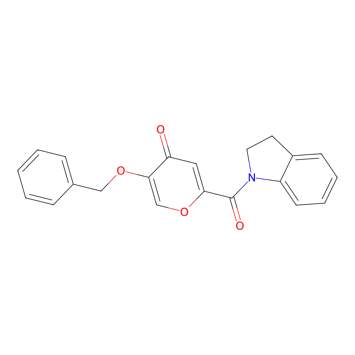 5-(benzyloxy)-2-(indoline-1-carbonyl)-4H-pyran-4-one molecular structure, CAS 1049532-42-4