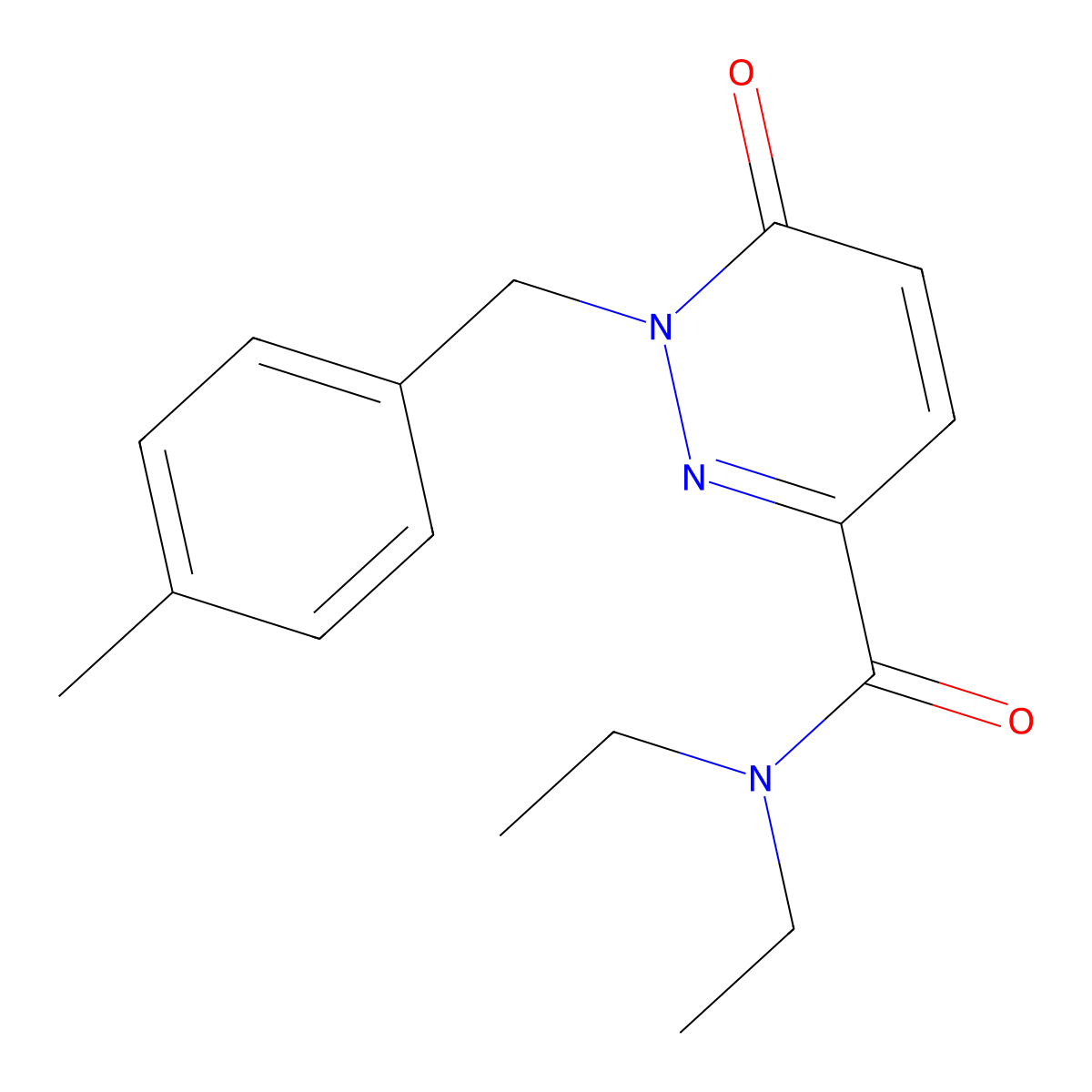 N,N-diethyl-1-(4-methylbenzyl)-6-oxo-1,6-dihydropyridazine-3-carboxamide molecular structure, CAS 1049532-50-4