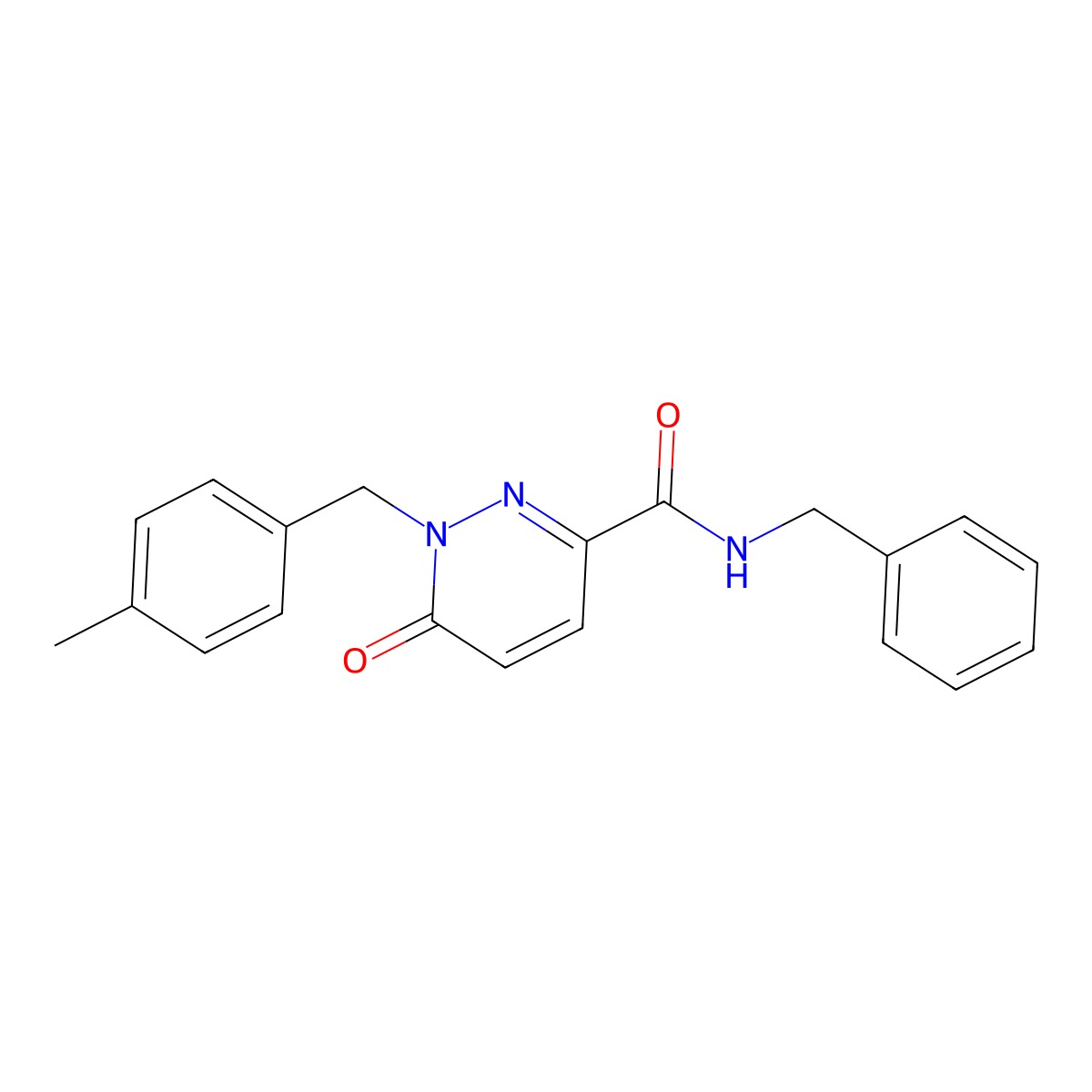 N-benzyl-1-[(4-methylphenyl)methyl]-6-oxo-1,6-dihydropyridazine-3-carboxamide molecular structure, CAS 1049533-08-5