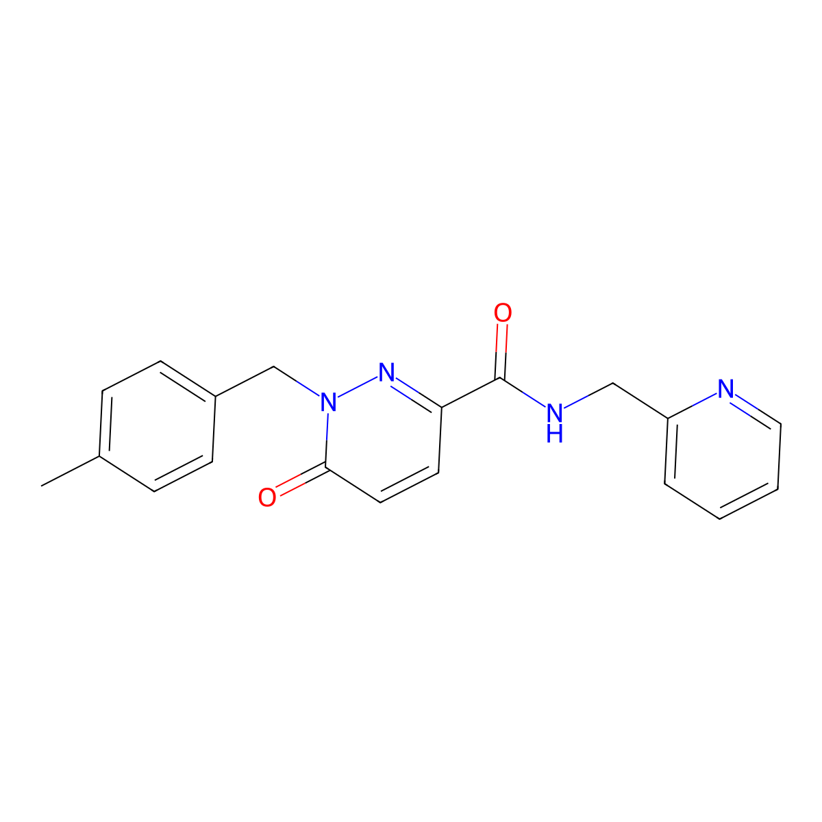 1-(4-methylbenzyl)-6-oxo-N-(pyridin-2-ylmethyl)-1,6-dihydropyridazine-3-carboxamide molecular structure, CAS 1049533-18-7