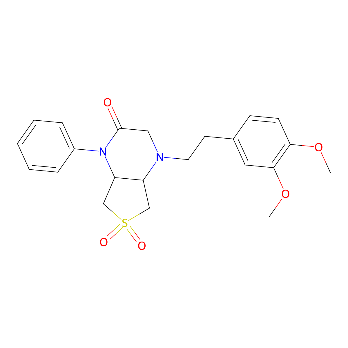 4-(3,4-dimethoxyphenethyl)-1-phenylhexahydrothieno[3,4-b]pyrazin-2(1H)-one 6,6-dioxide molecular structure, CAS 1049535-78-5