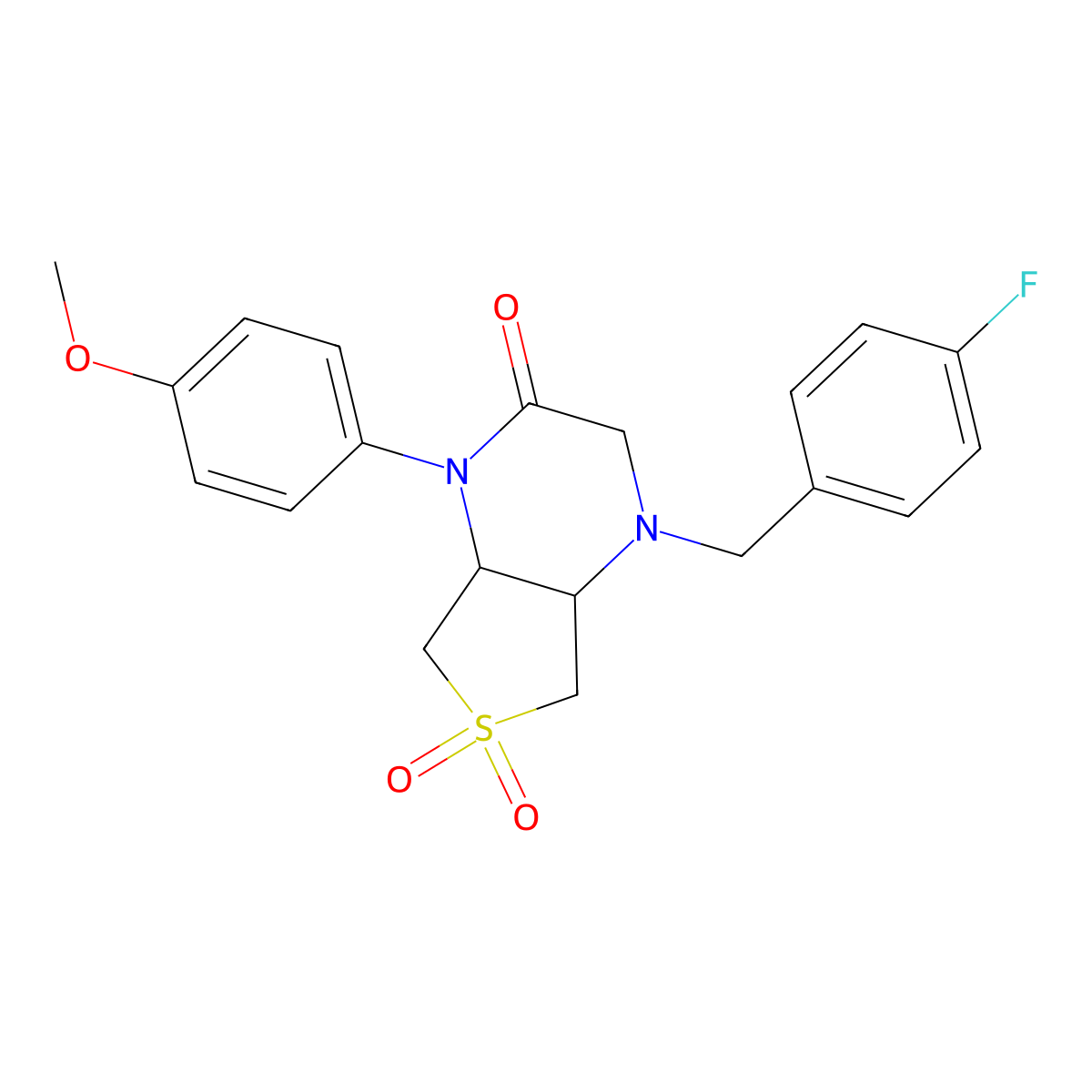4-(4-fluorobenzyl)-1-(4-methoxyphenyl)hexahydrothieno[3,4-b]pyrazin-2(1H)-one 6,6-dioxide molecular structure, CAS 1049535-98-9