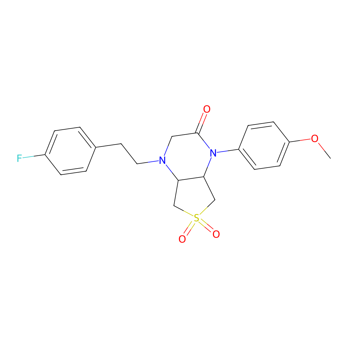 4-(4-fluorophenethyl)-1-(4-methoxyphenyl)hexahydrothieno[3,4-b]pyrazin-2(1H)-one 6,6-dioxide molecular structure, CAS 1049536-10-8