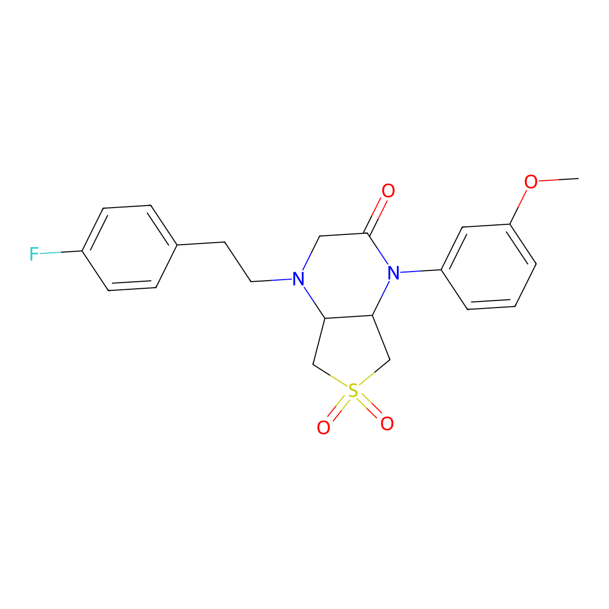 4-(4-fluorophenethyl)-1-(3-methoxyphenyl)hexahydrothieno[3,4-b]pyrazin-2(1H)-one 6,6-dioxide molecular structure, CAS 1049536-49-3