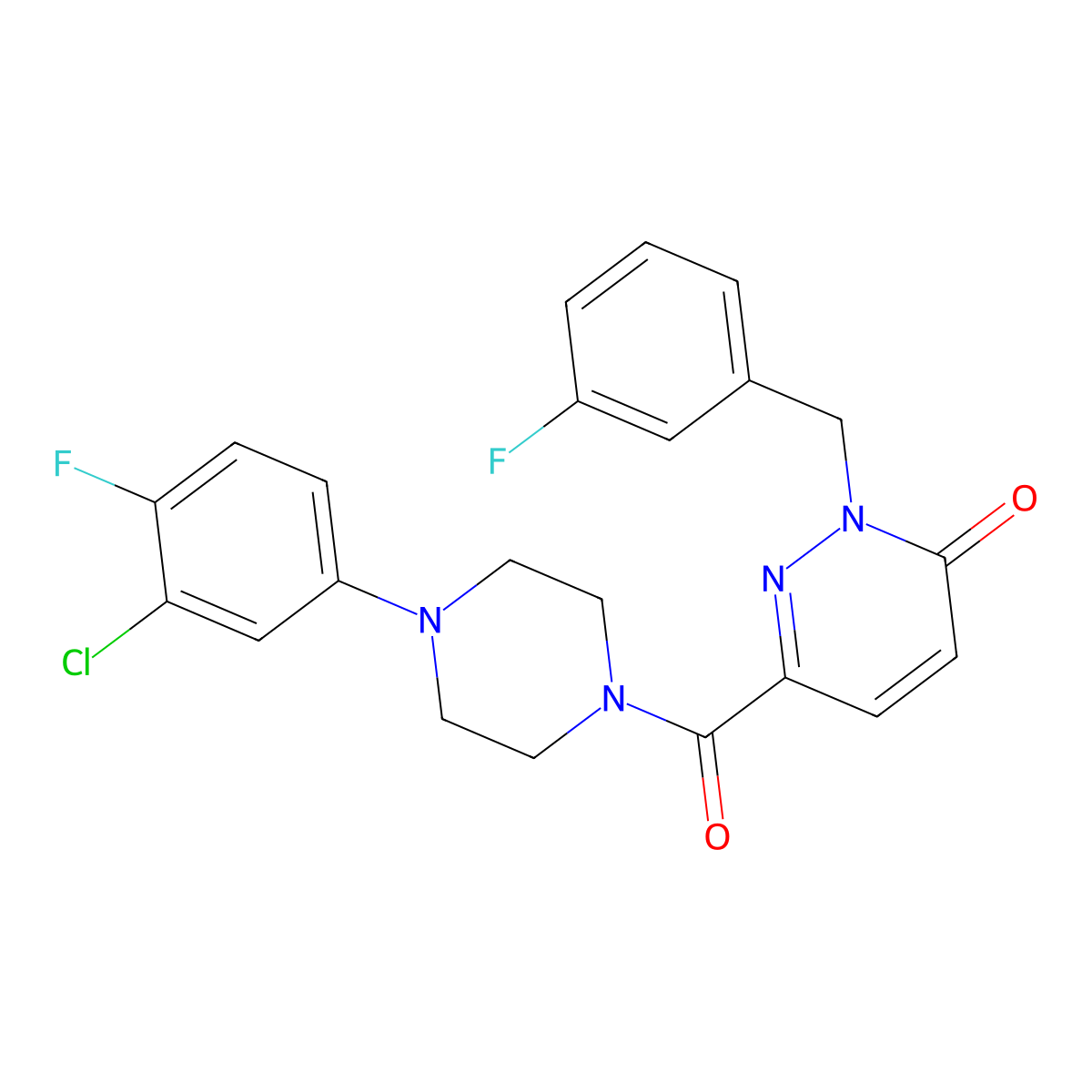 6-(4-(3-chloro-4-fluorophenyl)piperazine-1-carbonyl)-2-(3-fluorobenzyl)pyridazin-3(2H)-one molecular structure, CAS 1049539-28-7