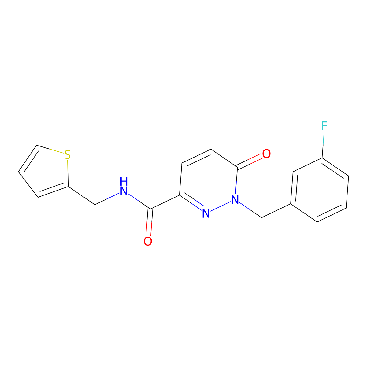 1-(3-fluorobenzyl)-6-oxo-N-(thiophen-2-ylmethyl)-1,6-dihydropyridazine-3-carboxamide molecular structure, CAS 1049542-28-0